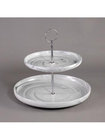 MARBLE FINISH 2 TIERS PLATES