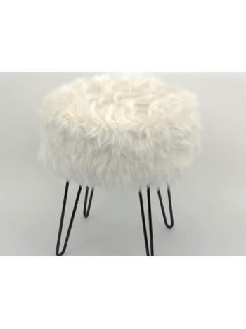 WHITE FLUFFY POUF