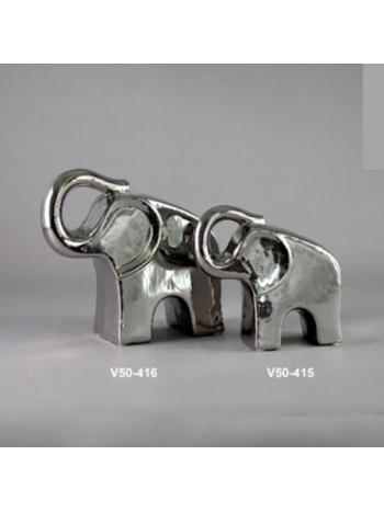 CERAMIC ELEPHANTS - SILVER